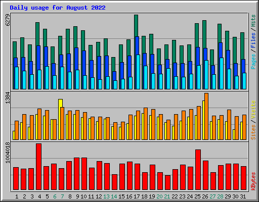 Daily usage for August 2022