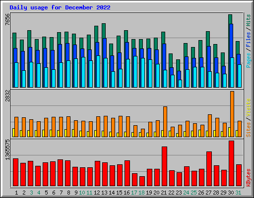 Daily usage for December 2022