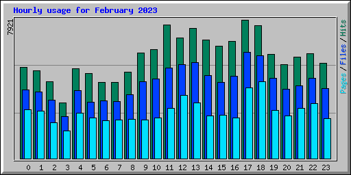 Hourly usage for February 2023