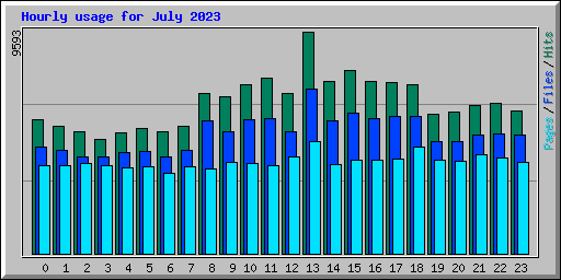 Hourly usage for July 2023